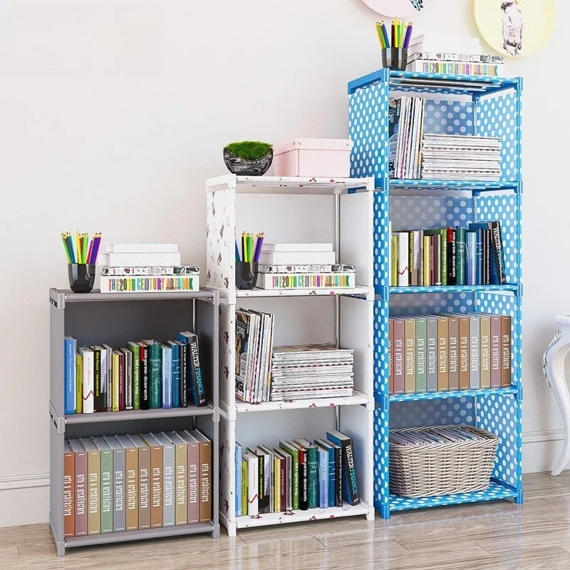 Simple Bookshelf Storage Locker Foldable Multi-Layer Wardrobe Bedroom Storage Holders Bookcase Book Organizer Debris Rack Shelf