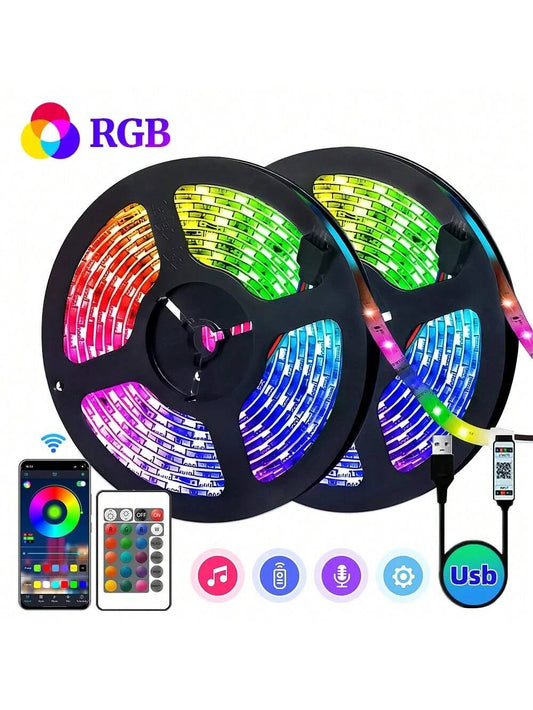 Smart LED Lights for Bedroom, LED Lights APP & Remote Control, RGB LED Strip Lights Music Sync with Color Changing for Room Home Party Festival Decoration USB Interface 1Pack