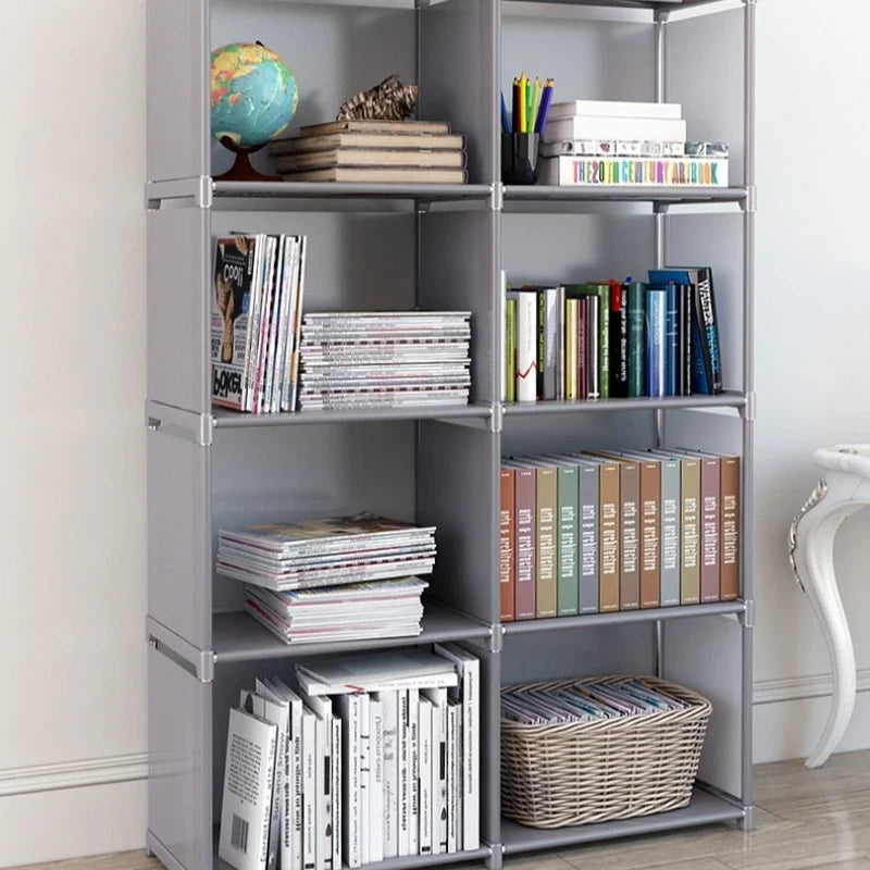 Simple Bookshelf Storage Locker Foldable Multi-Layer Wardrobe Bedroom Storage Holders Bookcase Book Organizer Debris Rack Shelf