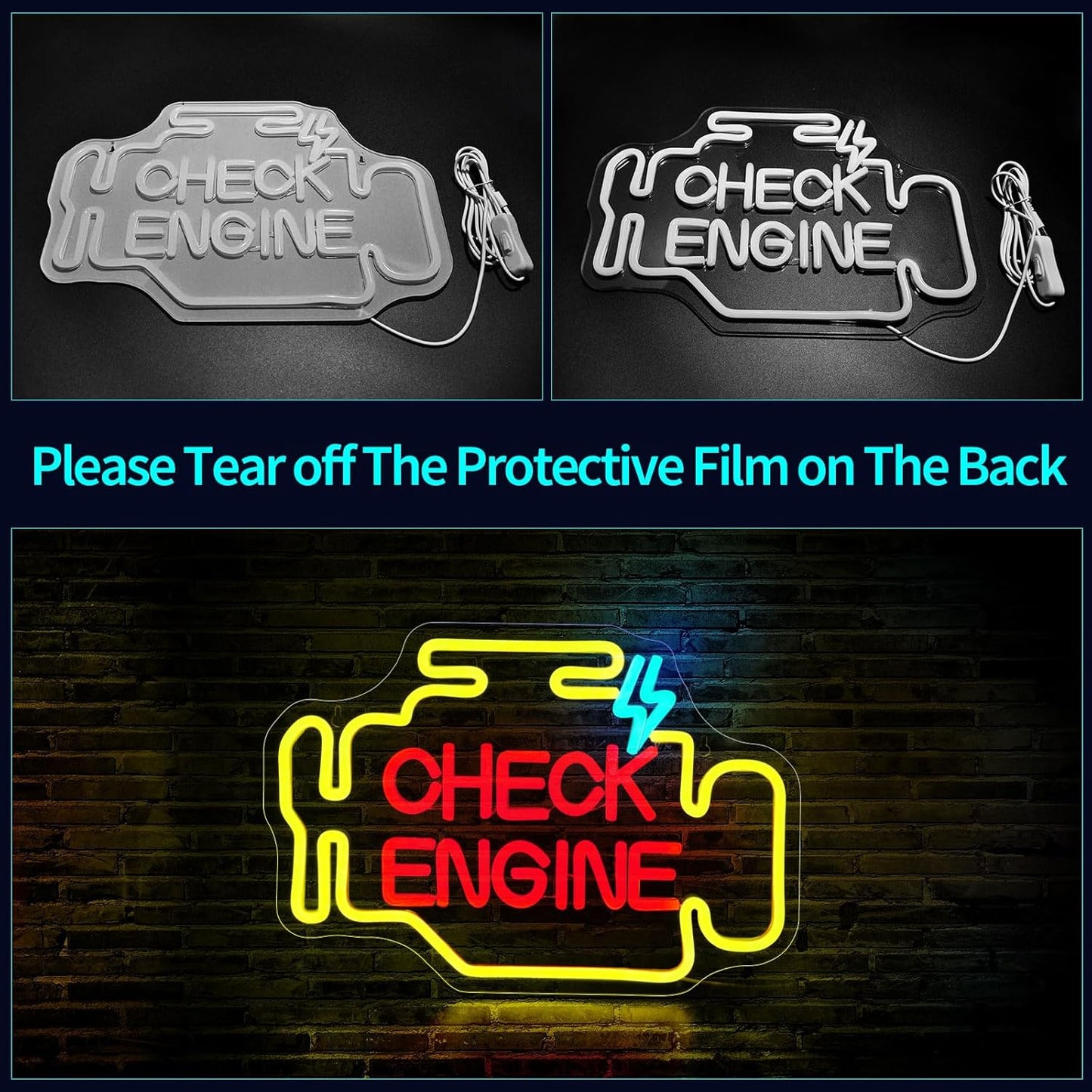 Check Engine Neon Decor USB Powered