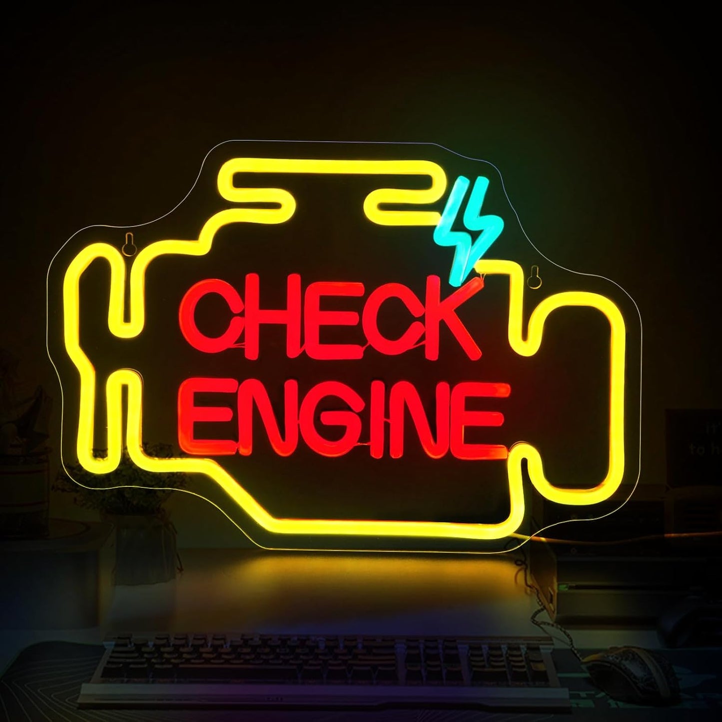 Check Engine Neon Decor USB Powered