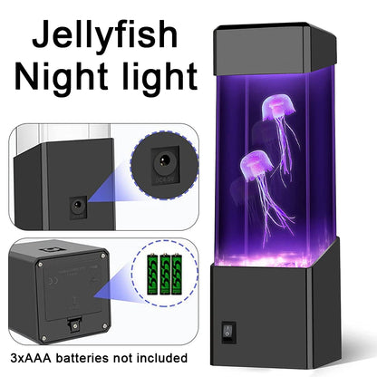 Led Jellyfish Tank Night Light Color Changing Table Lamp Aquarium Gift Home Room Decor