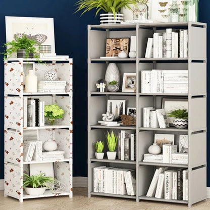 Simple Bookshelf Storage Locker Foldable Multi-Layer Wardrobe Bedroom Storage Holders Bookcase Book Organizer Debris Rack Shelf