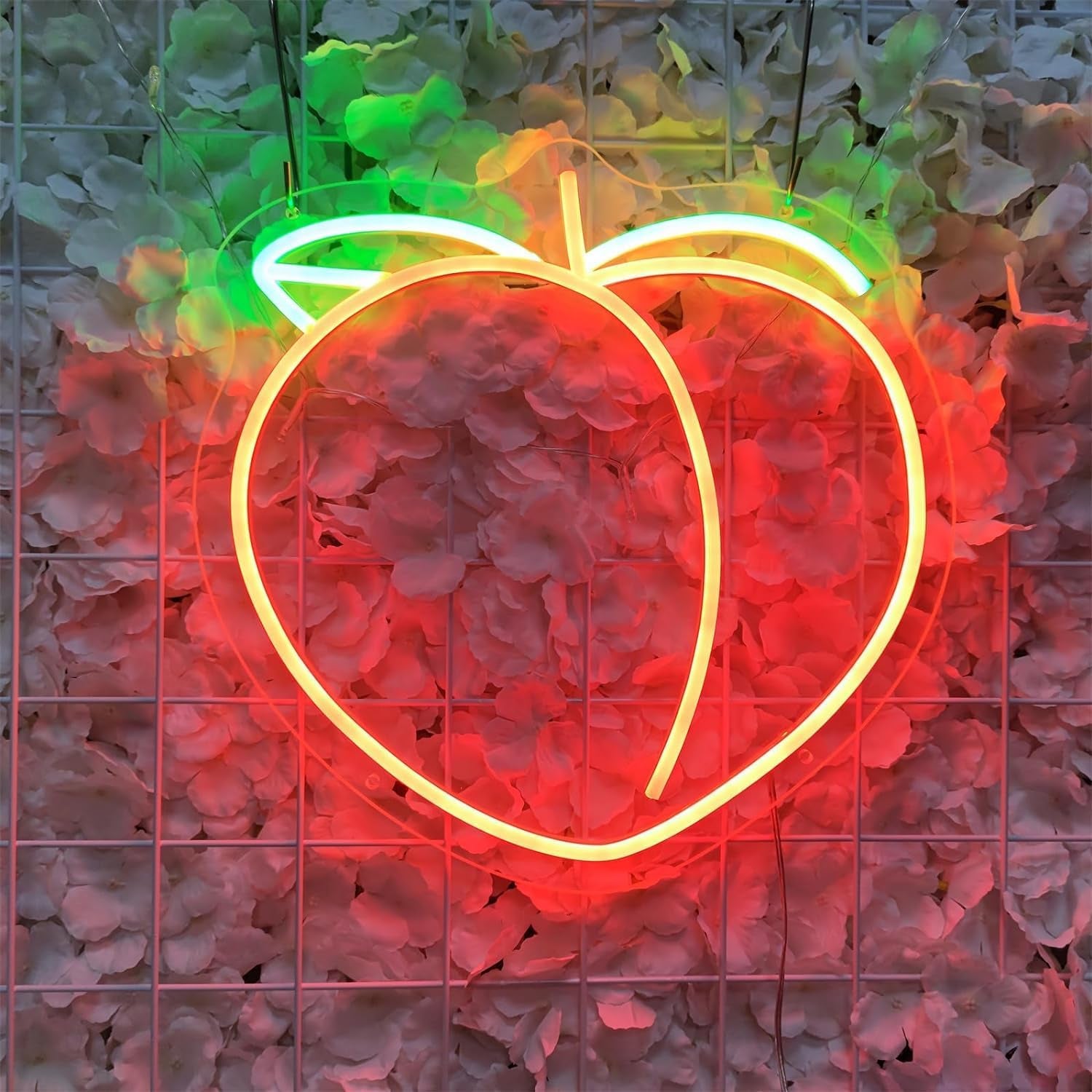 Peach Neon Sign Fruit  for Wall 11" X 11"