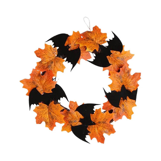 Deals of the Day! Halloween Decorations Indoor Outdoor on Clearance,Halloween Decoration Wreath Pendant Window Door Hanging Maple Leaf Wreath,Fall Decorations for Home