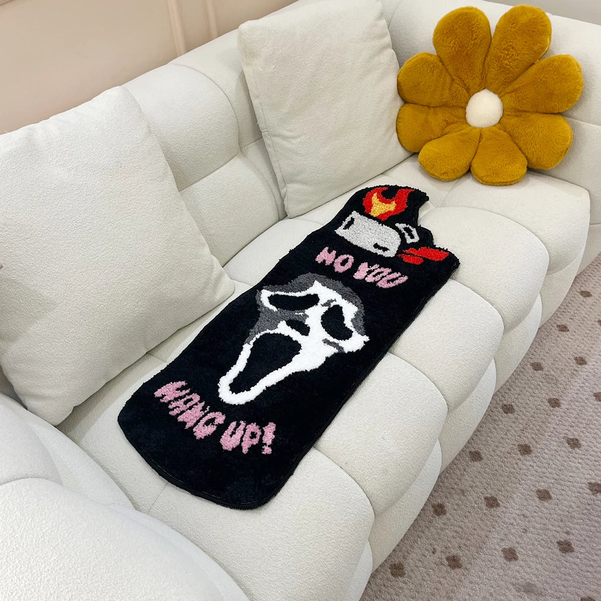 Black Ghost Lighter Tufted Rug High Quality Door Mat Soft Thick Tufted Bedroom Bedside Carpet Home Decoration Rug Cartoon Rug