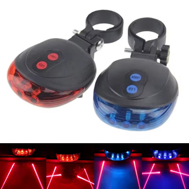 Bicycle Bike LED Lights 2 Lasers 5 LED Waterproof Cycling Taillight Safety Warning Taillight