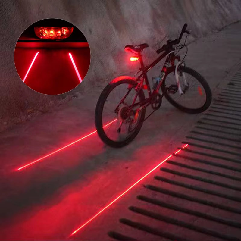 Bicycle Bike LED Lights 2 Lasers 5 LED Waterproof Cycling Taillight Safety Warning Taillight