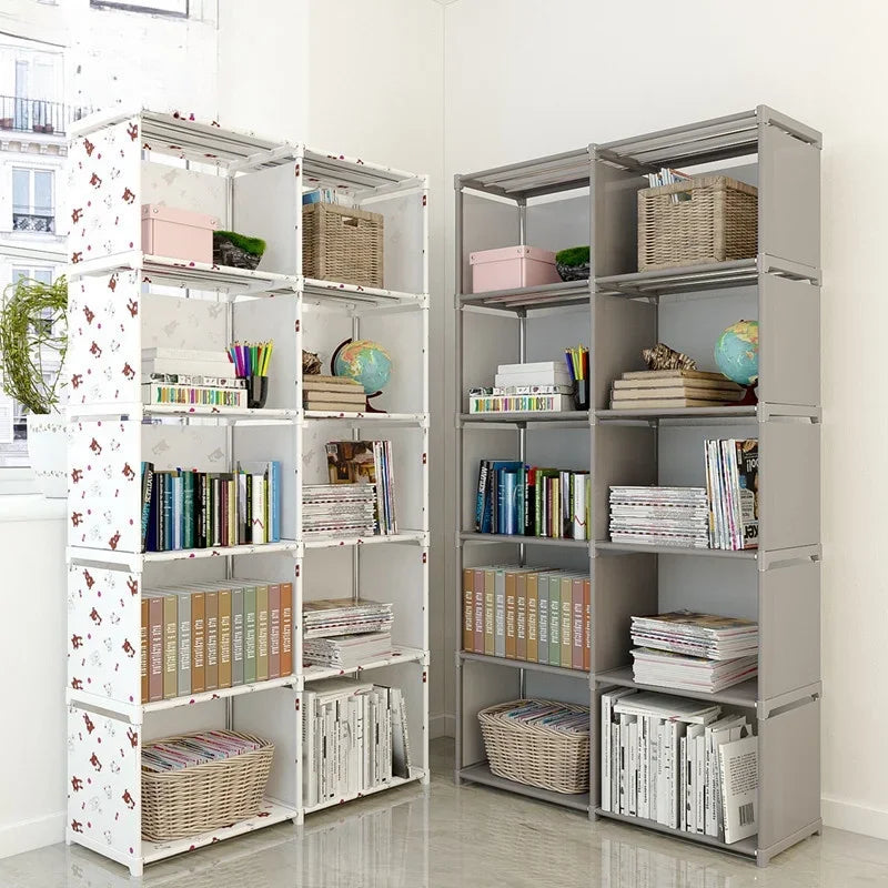 Simple Bookshelf Storage Locker Foldable Multi-Layer Wardrobe Bedroom Storage Holders Bookcase Book Organizer Debris Rack Shelf