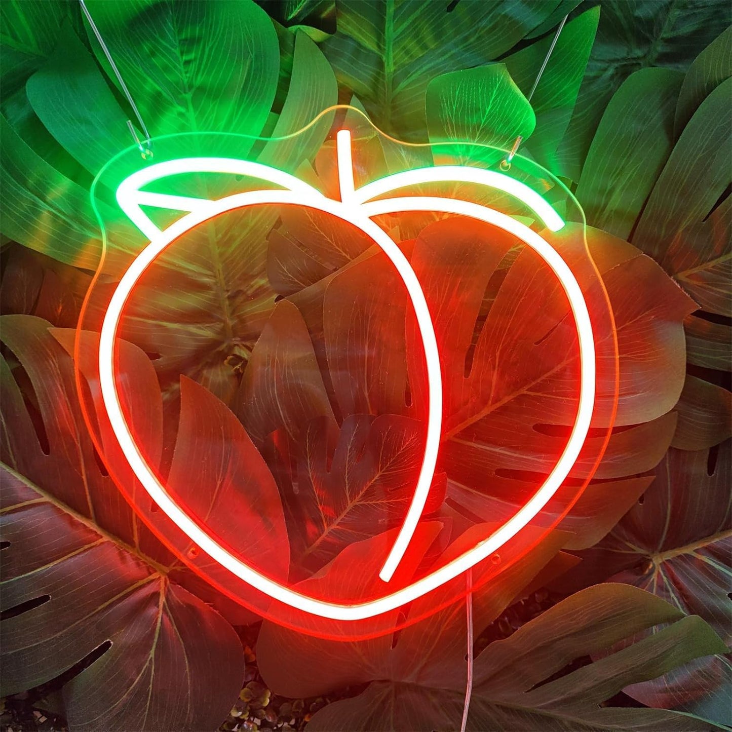 Peach Neon Sign Fruit  for Wall 11" X 11"