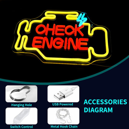 Check Engine Neon Decor USB Powered